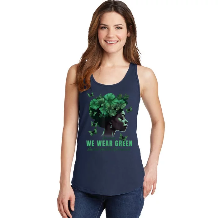 In May We Wear Green Mental Health Awareness Ladies Essential Tank