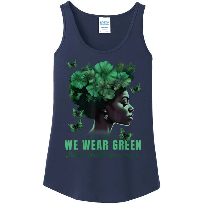 In May We Wear Green Mental Health Awareness Ladies Essential Tank