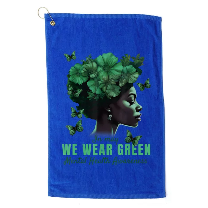 In May We Wear Green Mental Health Awareness Platinum Collection Golf Towel