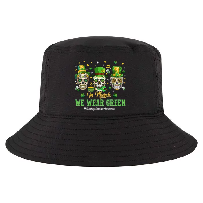 In March We Wear Green Kidney Disease Awareness St Patrick's Day Skull Skeleton Cool Comfort Performance Bucket Hat