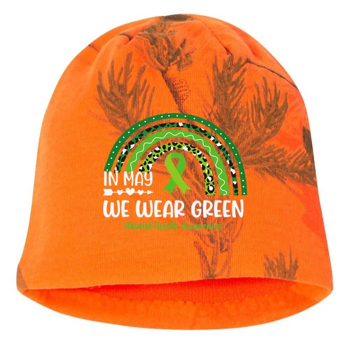 In May We Wear Green Mental Health Awareness Green Ribbon Kati - Camo Knit Beanie