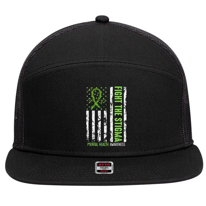 In May We Wear Green For Mental Health Awareness Month 7 Panel Mesh Trucker Snapback Hat