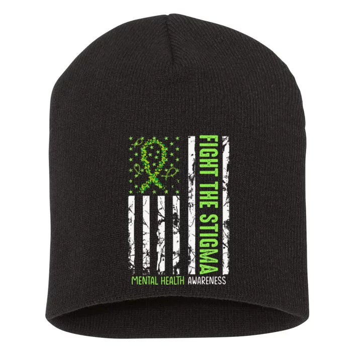 In May We Wear Green For Mental Health Awareness Month Short Acrylic Beanie