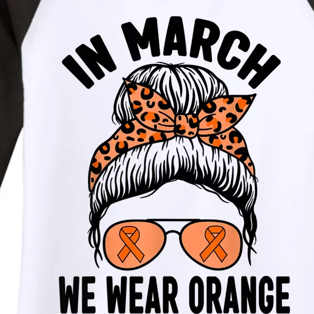 In March We Wear Orange MS Multiple Sclerosis Women's Tri-Blend 3/4-Sleeve Raglan Shirt