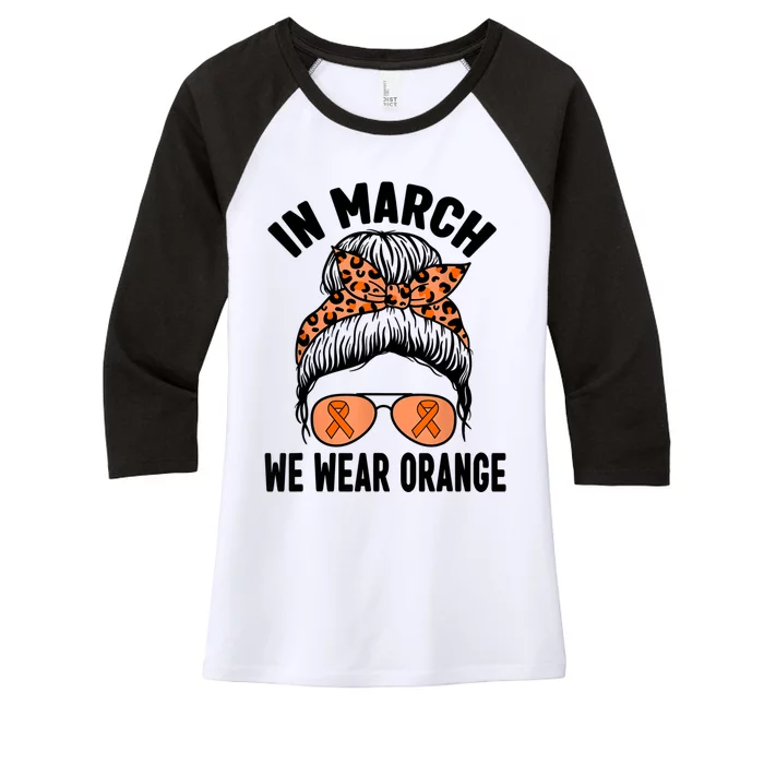 In March We Wear Orange MS Multiple Sclerosis Women's Tri-Blend 3/4-Sleeve Raglan Shirt