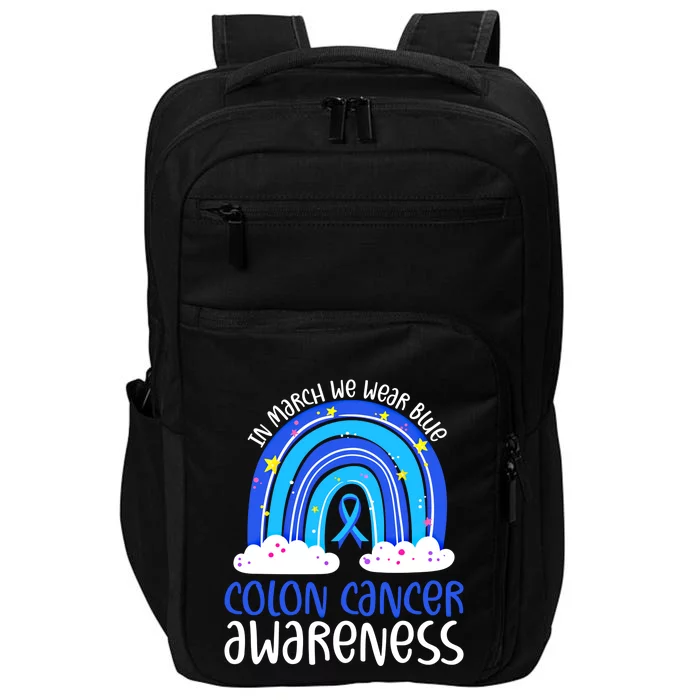 In March We Wear Blue Colon Cancer Awareness Rainbow Graphic Cute Gift Impact Tech Backpack