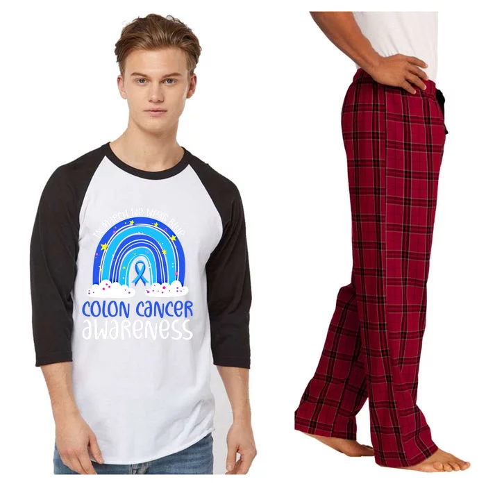 In March We Wear Blue Colon Cancer Awareness Rainbow Graphic Cute Gift Raglan Sleeve Pajama Set