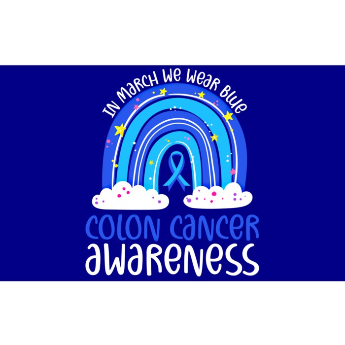 In March We Wear Blue Colon Cancer Awareness Rainbow Graphic Cute Gift Bumper Sticker