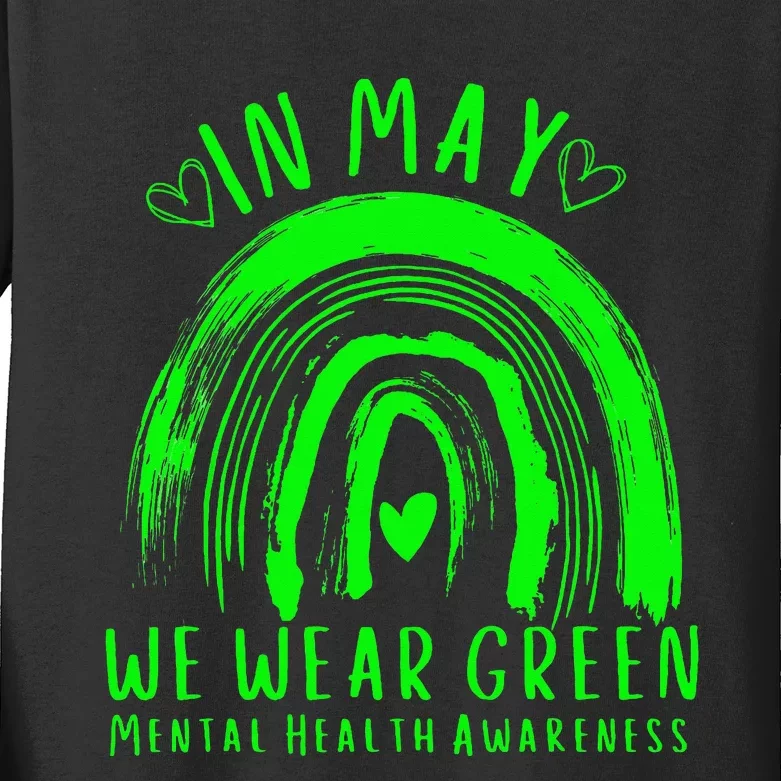 In May We Wear Green Mental Health Awareness Kids Long Sleeve Shirt