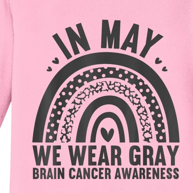 In May We Wear Gray Brain Cancer Awareness Month Rainbow Baby Long Sleeve Bodysuit