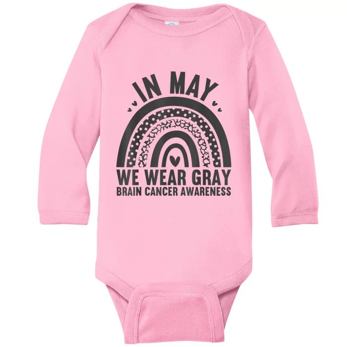 In May We Wear Gray Brain Cancer Awareness Month Rainbow Baby Long Sleeve Bodysuit