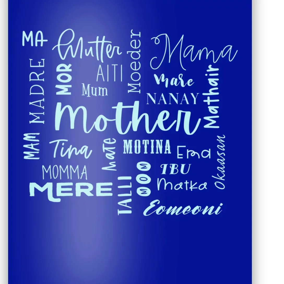 International Mom World Translations Multi Languages Blue Gift Poster