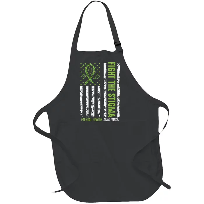 In May We Wear Green Mental Health Awareness Month Full-Length Apron With Pocket