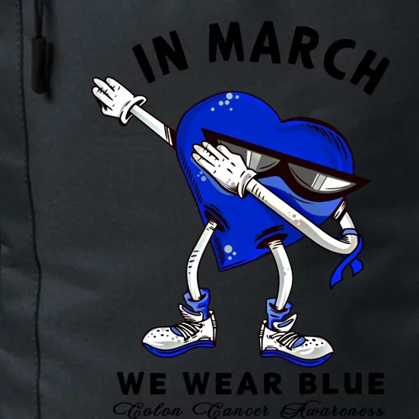 In March We Wear Blue Dabbing Heart Colon Cancer Awareness Gift Daily Commute Backpack