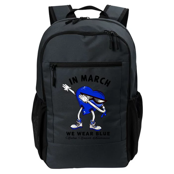 In March We Wear Blue Dabbing Heart Colon Cancer Awareness Gift Daily Commute Backpack