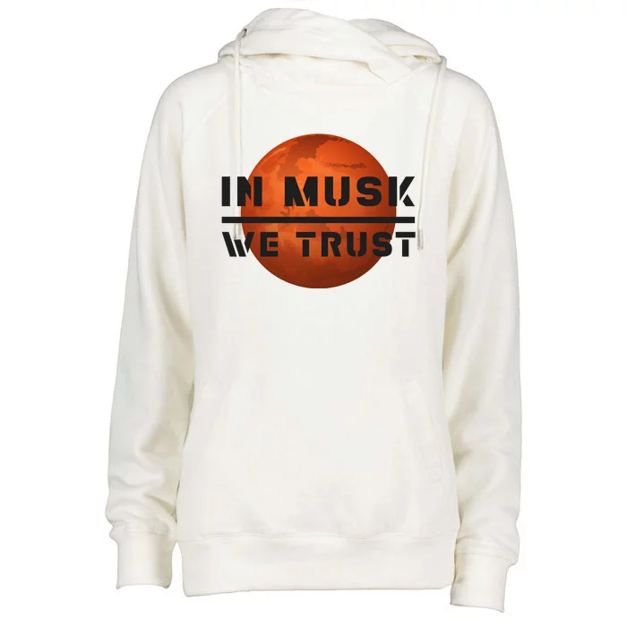 In Musk We Trust Mars Womens Funnel Neck Pullover Hood