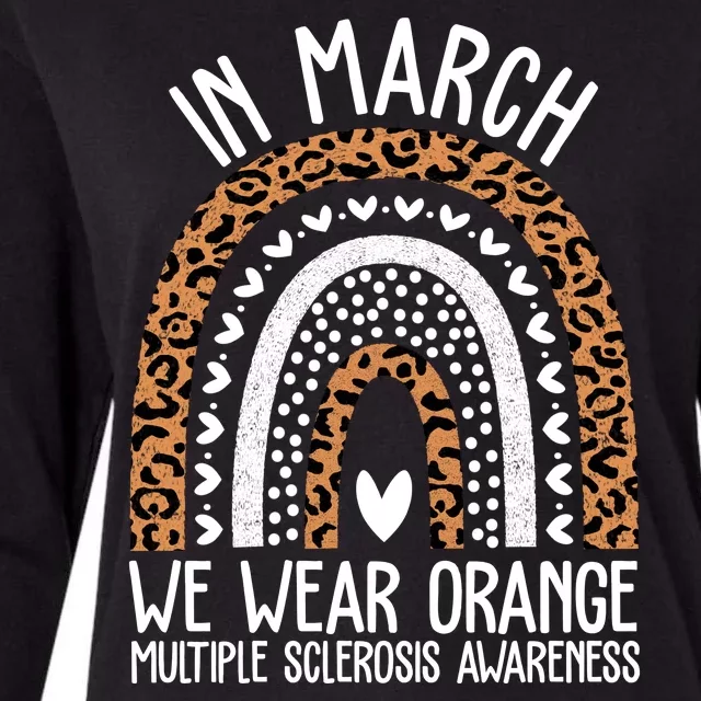 In March We Wear Orange Multiple Sclerosis Awareness Rainbow Womens Cotton Relaxed Long Sleeve T-Shirt