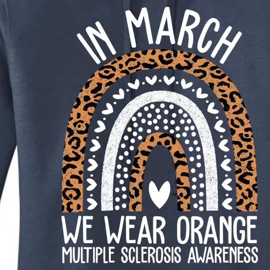 In March We Wear Orange Multiple Sclerosis Awareness Rainbow Women's Pullover Hoodie