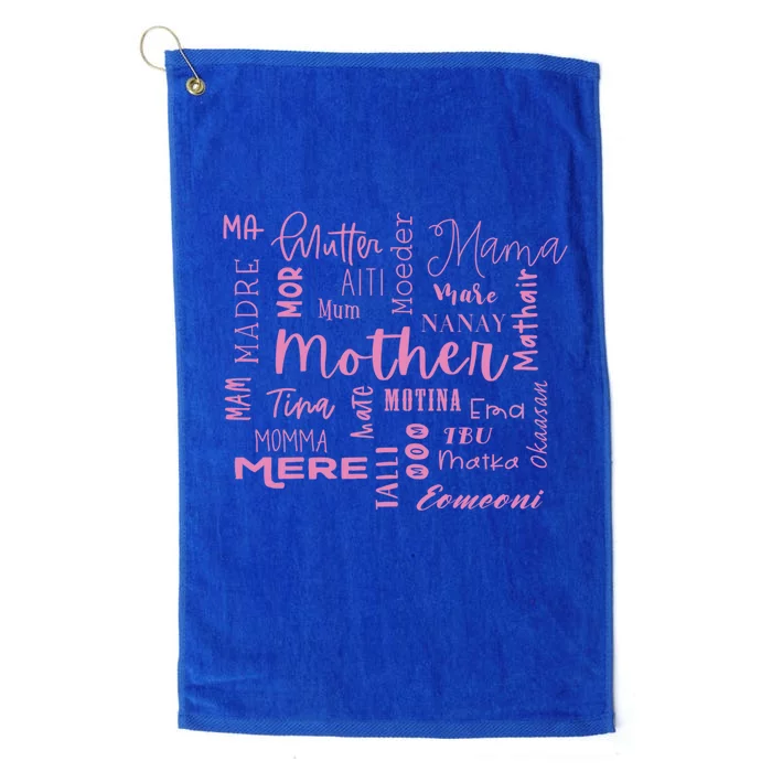 International Mom World Translations Multi Languages Pink Gift Platinum Collection Golf Towel