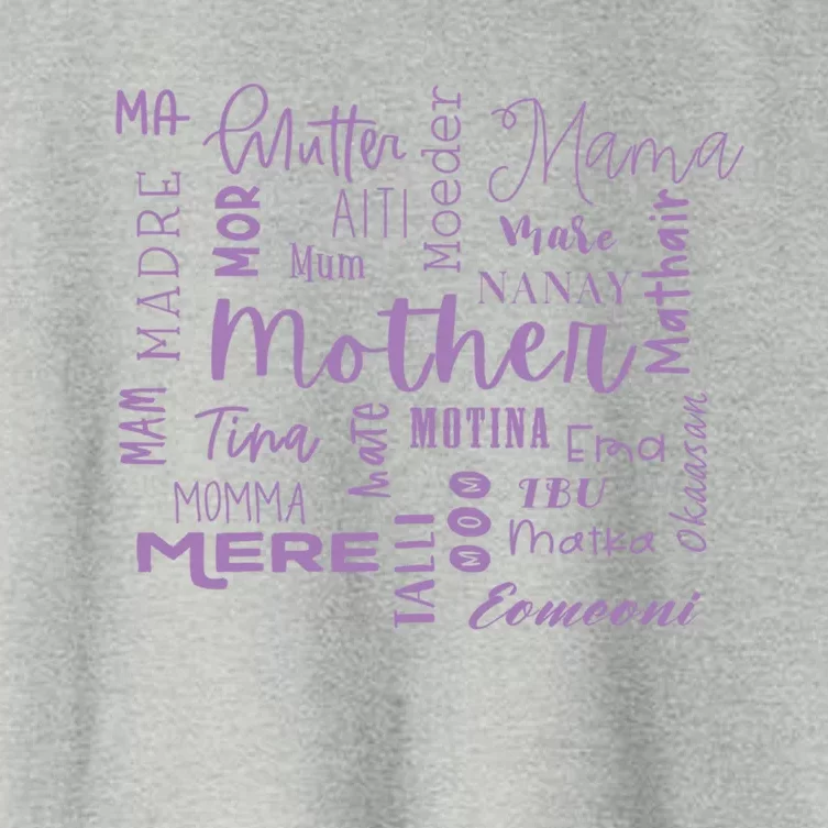 International Mom World Translations Multi Languages Purple Meaningful Gift Women's Crop Top Tee