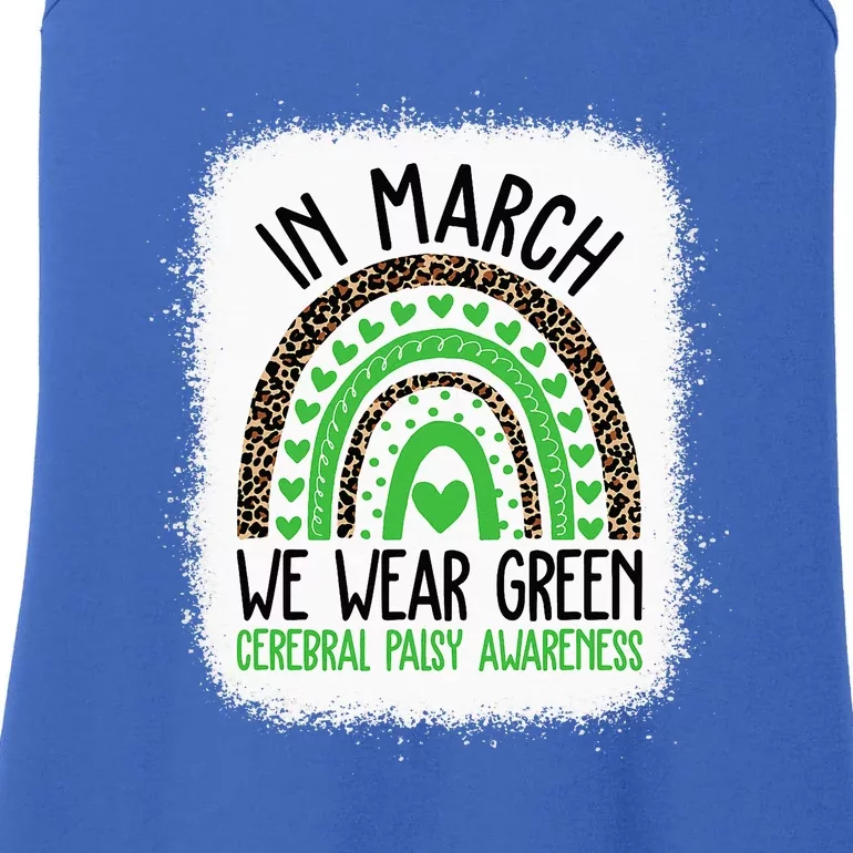 In March We Wear Green Cerebral Palsy Awareness CP Month Ladies Essential Tank