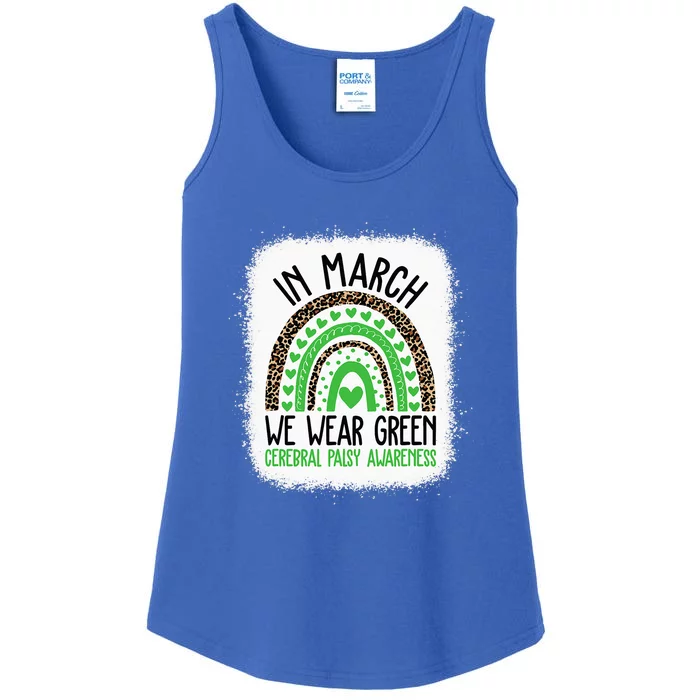 In March We Wear Green Cerebral Palsy Awareness CP Month Ladies Essential Tank