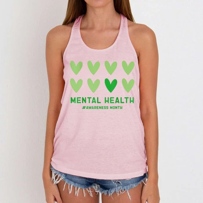 In May We Wear Green Mental Health Awareness Month Women's Knotted Racerback Tank