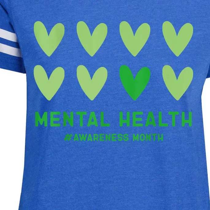 In May We Wear Green Mental Health Awareness Month Enza Ladies Jersey Football T-Shirt