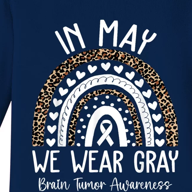 In May We Wear Gray Brain Tumor Awareness Month Gift Baby Long Sleeve Bodysuit