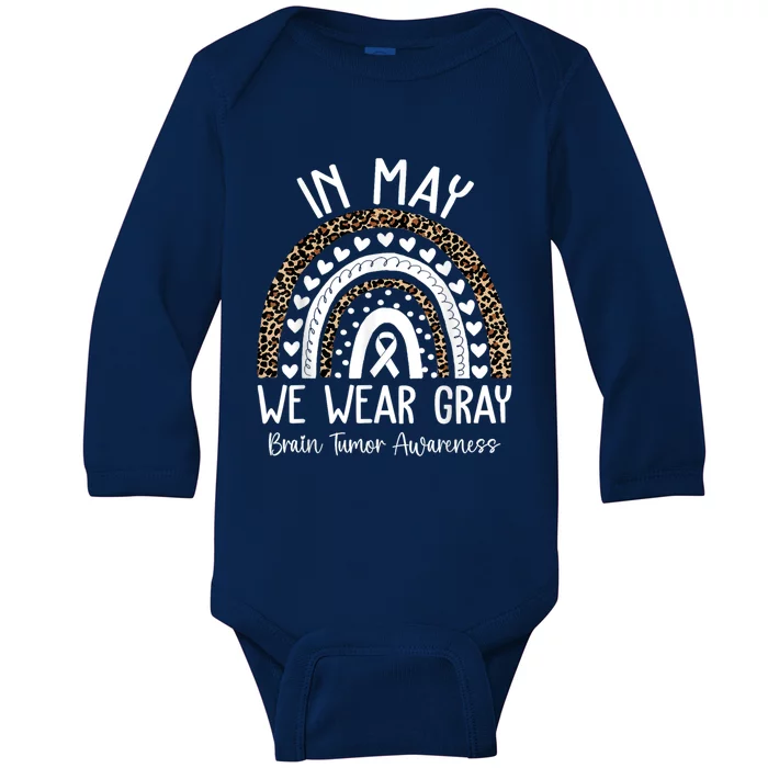 In May We Wear Gray Brain Tumor Awareness Month Gift Baby Long Sleeve Bodysuit