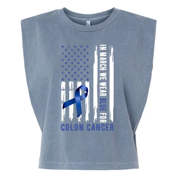 In March We Wear Blue For Colon Cancer Awareness Gift Garment-Dyed Women's Muscle Tee