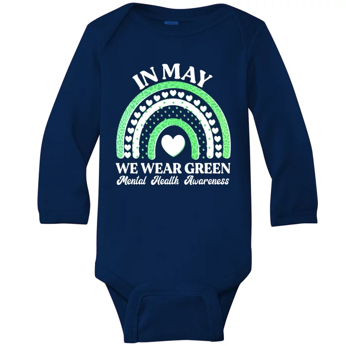 In May We Wear Green Mental Health Awareness Baby Long Sleeve Bodysuit