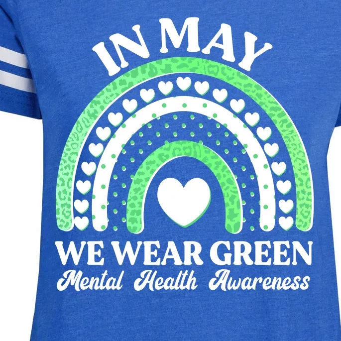 In May We Wear Green Mental Health Awareness Enza Ladies Jersey Football T-Shirt