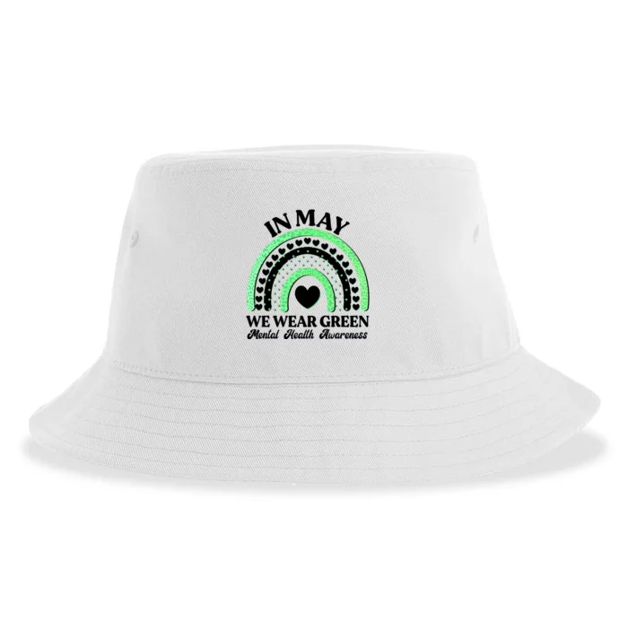 In May We Wear Green Mental Health Awareness Sustainable Bucket Hat