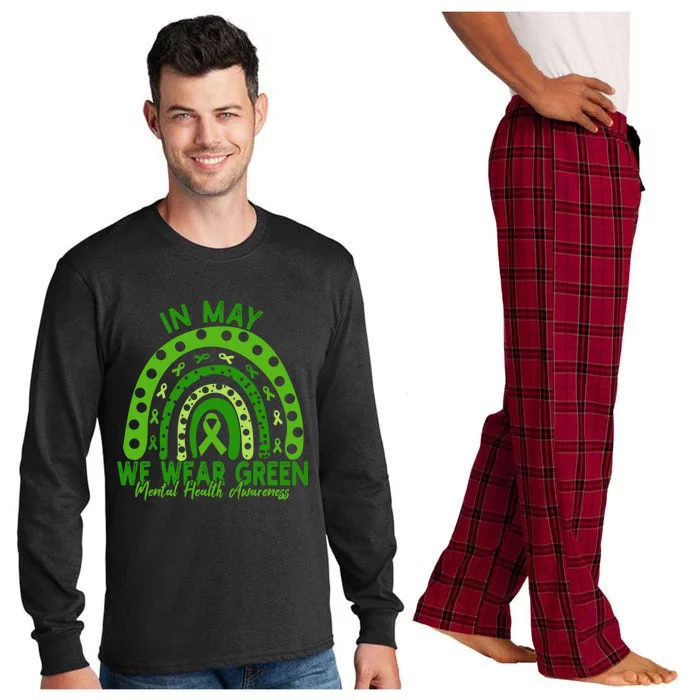 In May We Wear Green Rainbow Tal Health Awareness Month Cool Gift Long Sleeve Pajama Set