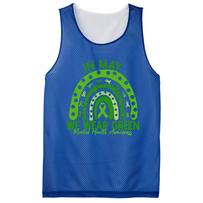 In May We Wear Green Rainbow Tal Health Awareness Month Cool Gift Mesh Reversible Basketball Jersey Tank