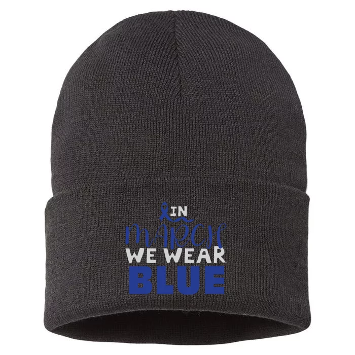 In March We Wear Blue Colon Cancer Awareness Month Sustainable Knit Beanie