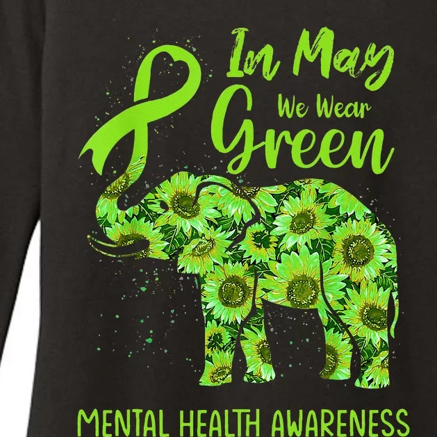 In May We Wear Green Mental Health Awareness Elephant Women Womens CVC Long Sleeve Shirt