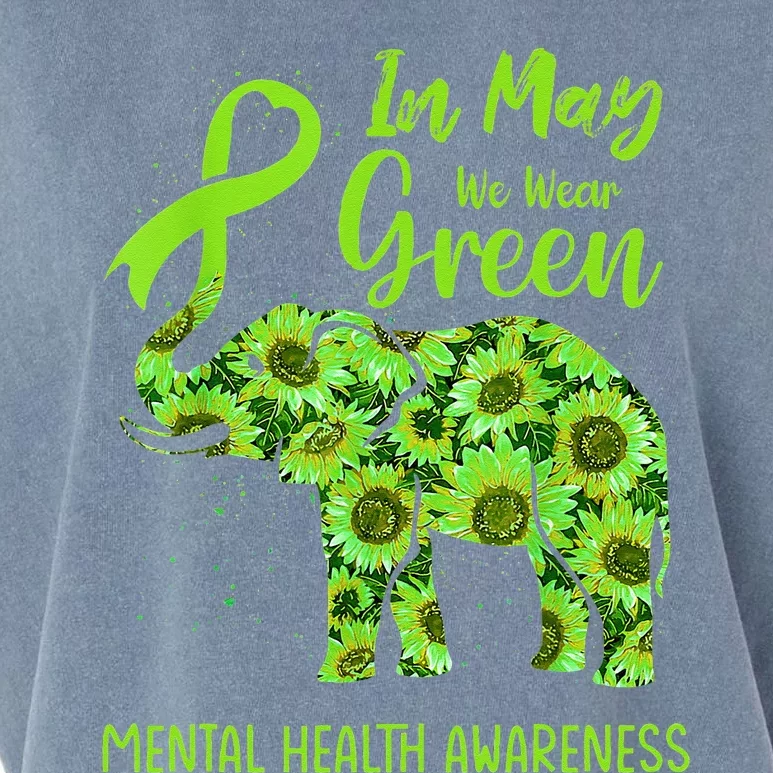 In May We Wear Green Mental Health Awareness Elephant Women Garment-Dyed Women's Muscle Tee