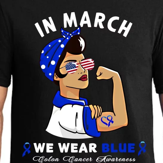 In March We Wear Blue Colon Cancer Awareness Gift Pajama Set