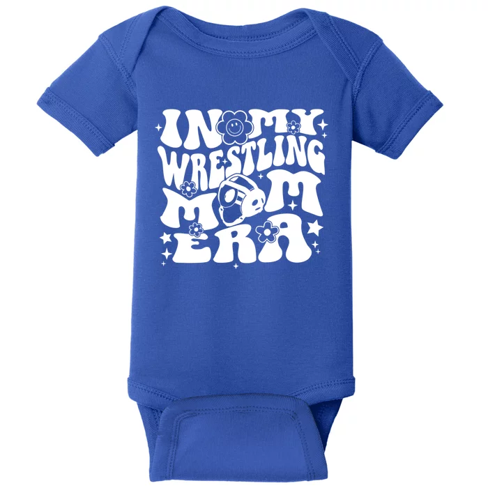 In My Wrestling Mom Era Wrestling Mama Groovy Sports Parent Gift Baby Bodysuit