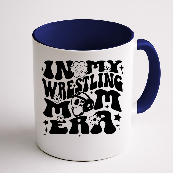 In My Wrestling Mom Era Wrestling Mama Groovy Sports Parent Gift Front & Back Coffee Mug