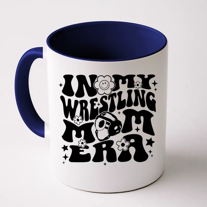 In My Wrestling Mom Era Wrestling Mama Groovy Sports Parent Gift Front & Back Coffee Mug