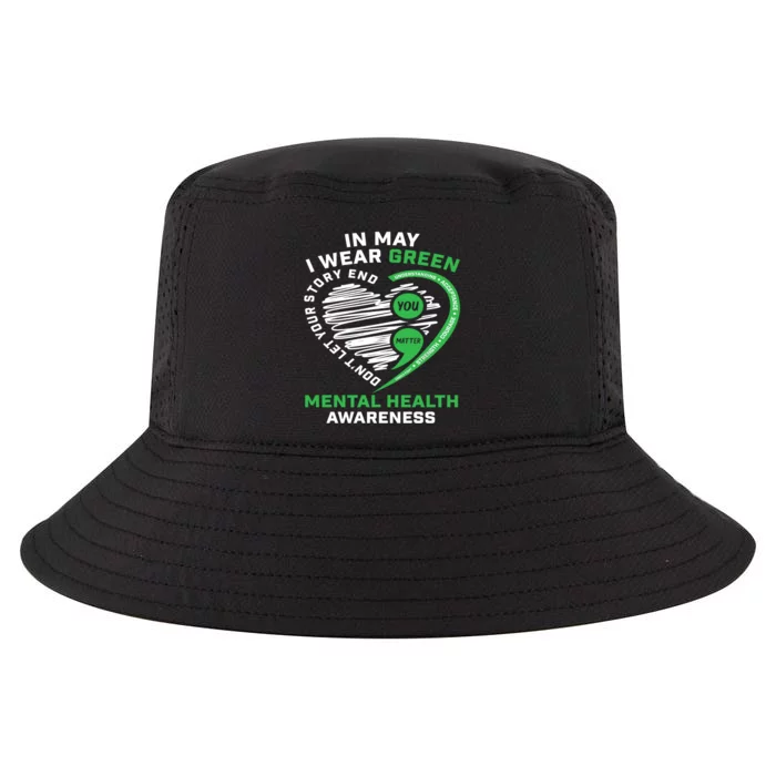 In May We Wear Green Semicolon Mental Health Awareness Month Cool Comfort Performance Bucket Hat