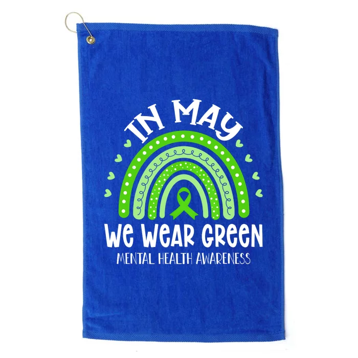 In May We Wear Green Mental Health Awareness Platinum Collection Golf Towel