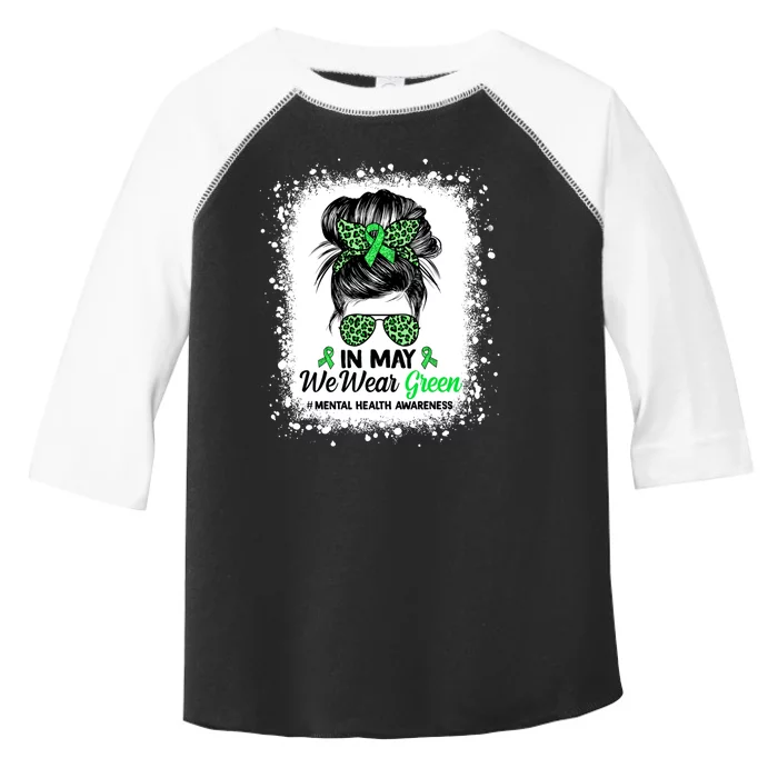 In May We Wear Green Mental Health Awareness Messy Bun Toddler Fine Jersey T-Shirt