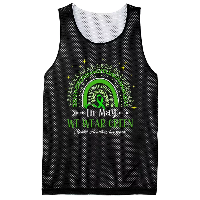 In May We Wear Green Rainbow Mental Health Awareness Mesh Reversible Basketball Jersey Tank