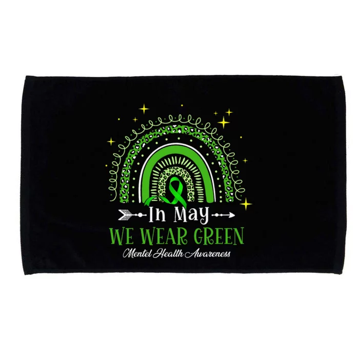 In May We Wear Green Rainbow Mental Health Awareness Microfiber Hand Towel