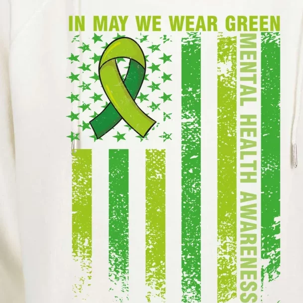 In May We Wear Green Tal Health Awareness American Flag Gift Womens Funnel Neck Pullover Hood