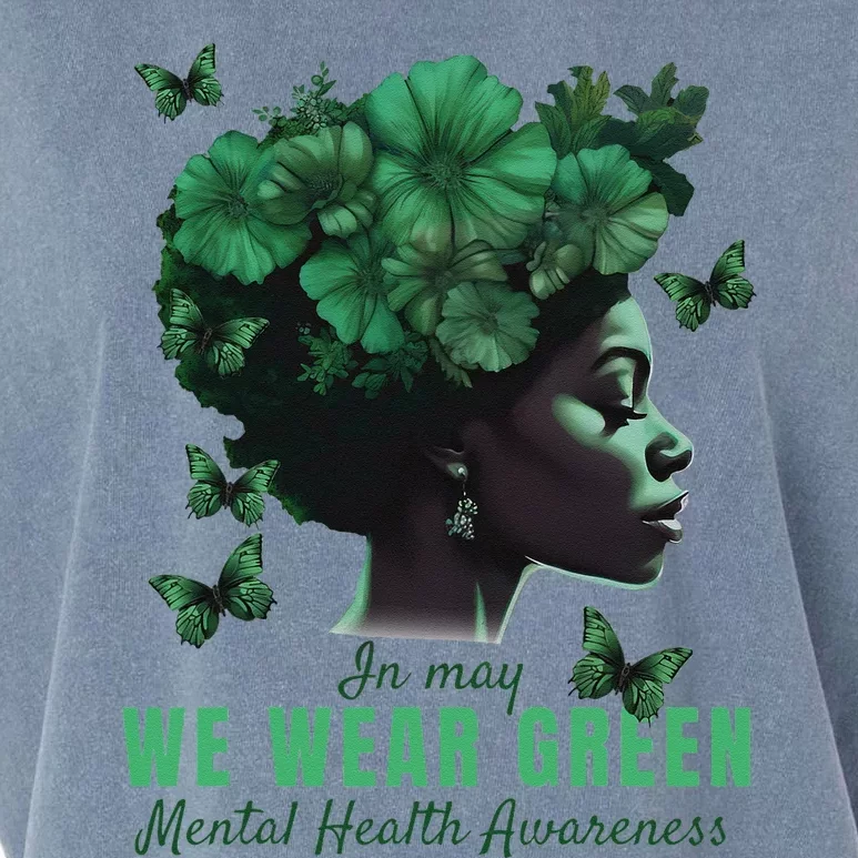 In May We Wear Green Mental Health Awareness Garment-Dyed Women's Muscle Tee